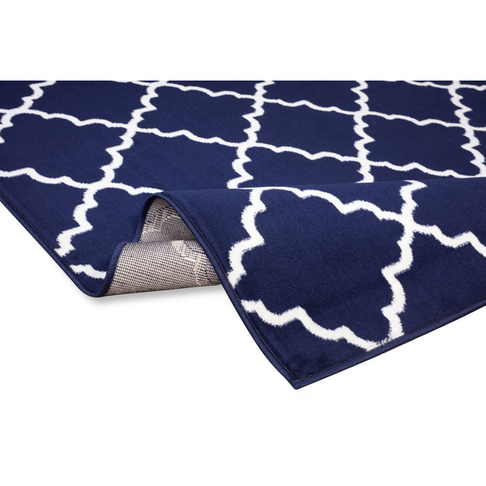 Breakwater Bay Sera Performance Blue/White Rug & Reviews Wayfair